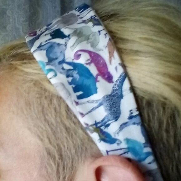 Liberty of London Art Fabric Headband Queue The Zoo Animals Blue Purple Colorful - Picture 4 of 15